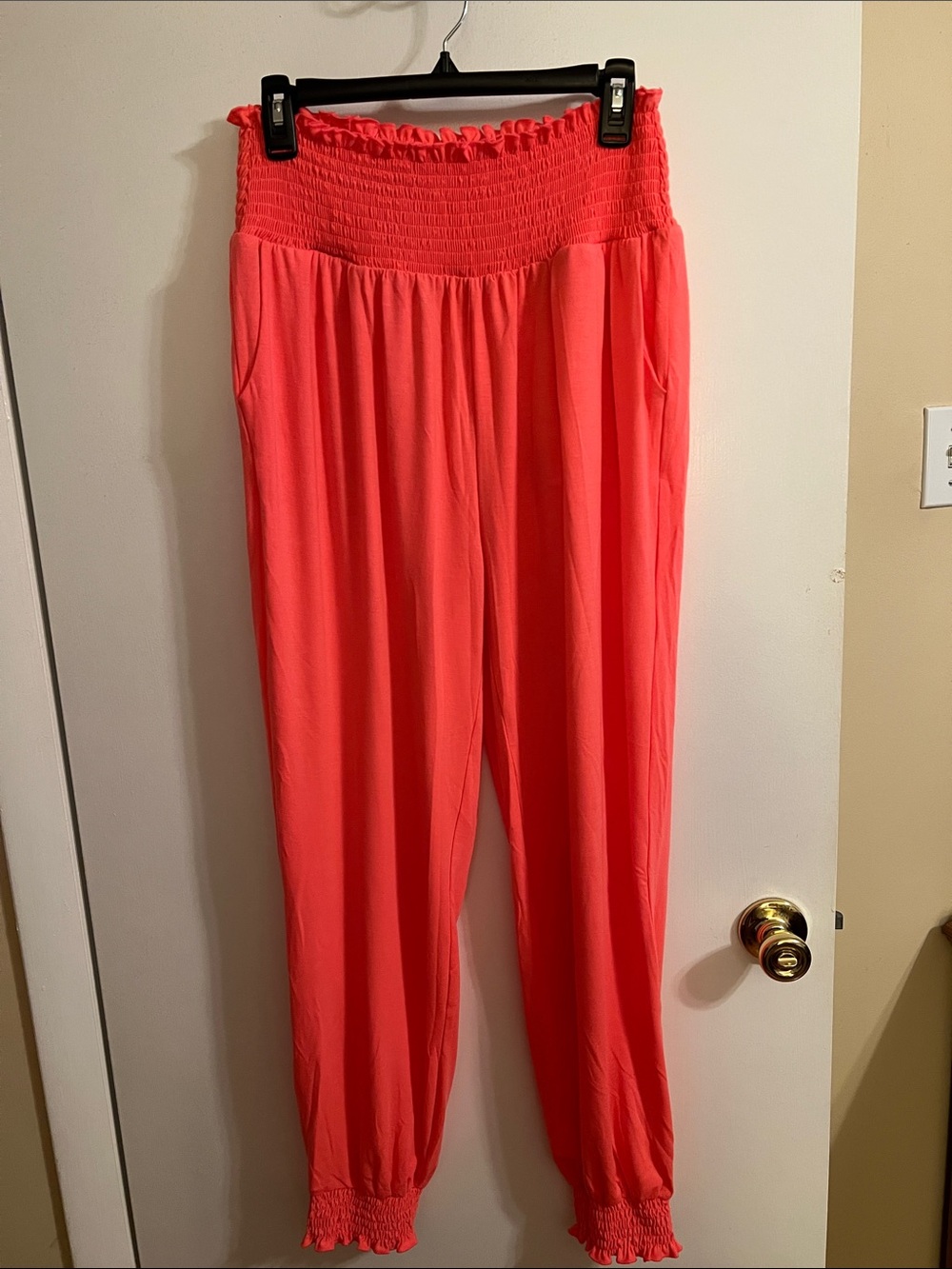 Zenana Women’s High-Waist Smocked Coral Lounge Pants